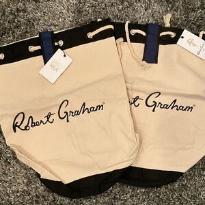 NWT 2 Robert Graham Beige and Black Canvas Bags